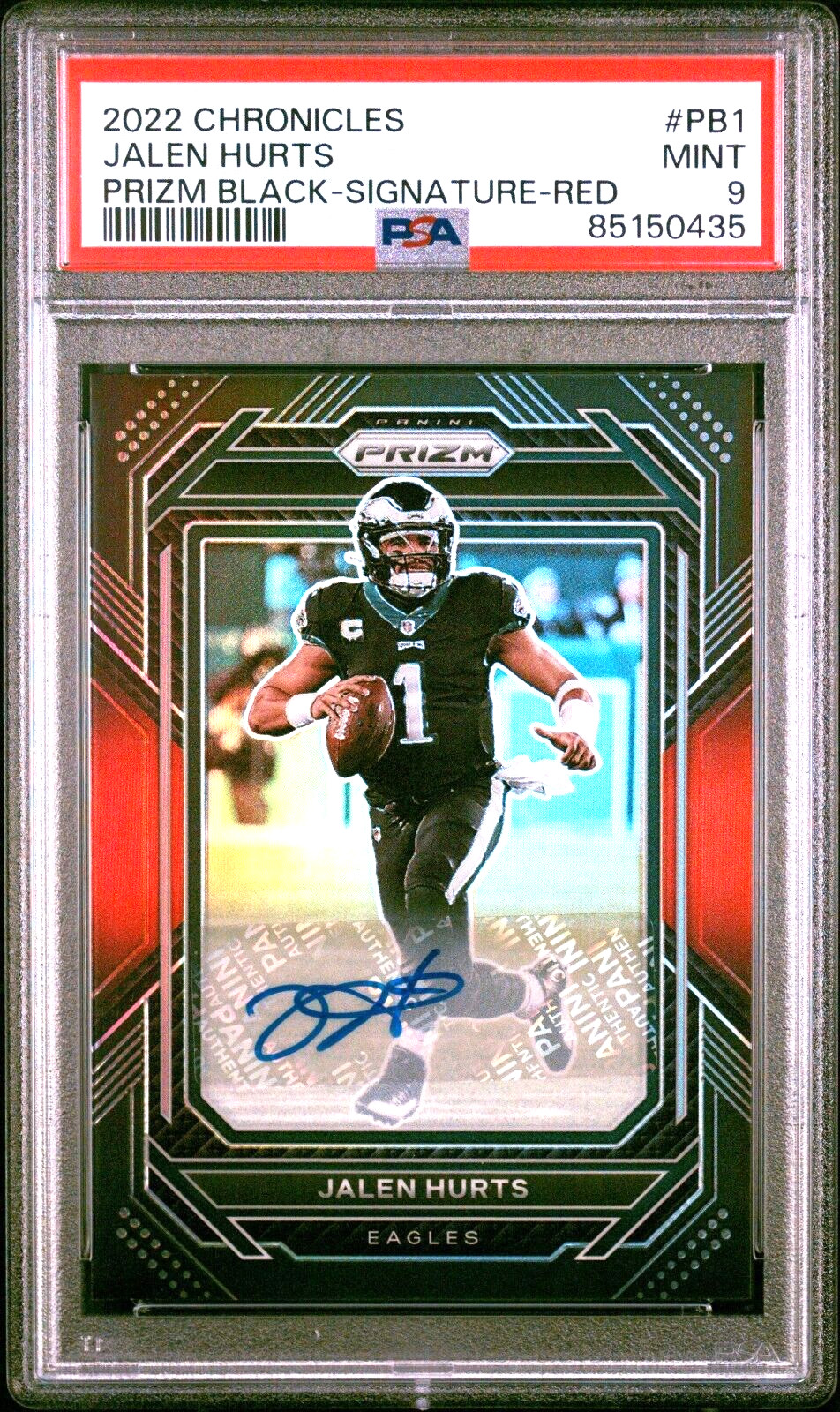 2022 Chronicles Prizm Black RED Jalen Hurts auto #/99 #PB-1 - PSA 9 Eagles POP 2