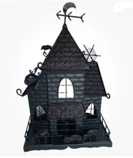 Moonlight Manor Halloween Metal Haunted House 3 Tea Light votive Holder 