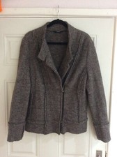 New Verse Lagenlook Brown Metallic Wool Biker Style Stretch Jacket - One Size
