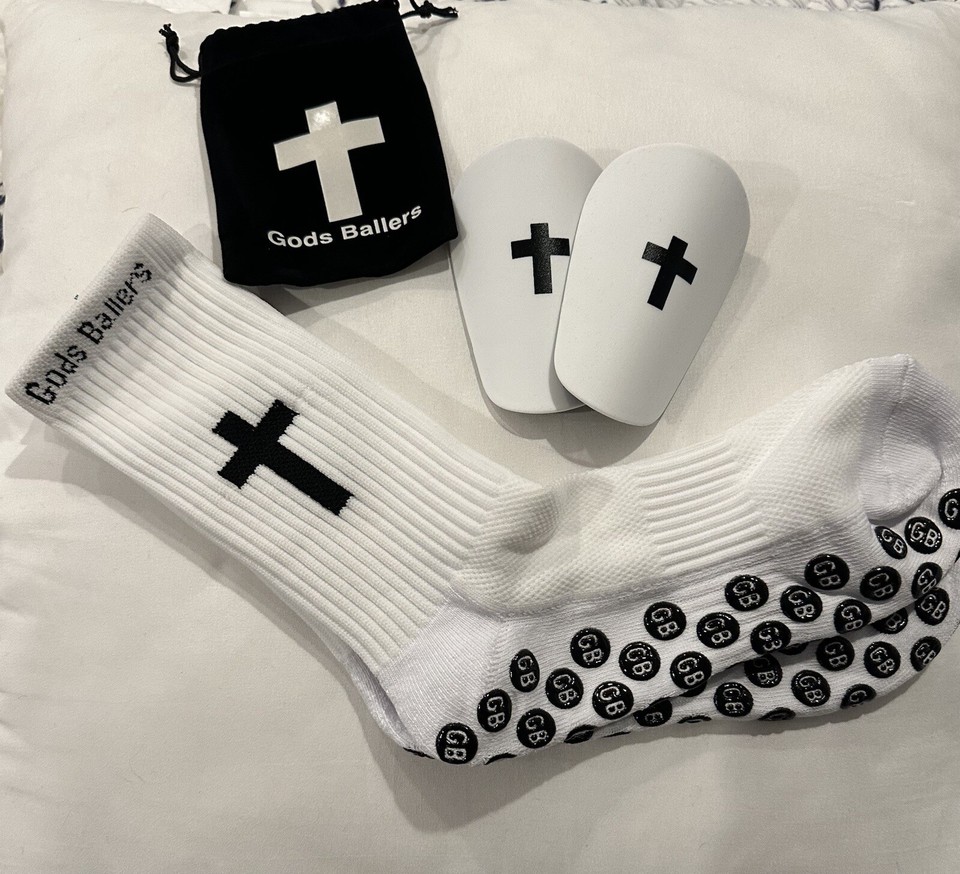 Gods Ballers grip socks With Cross soccer white eBay