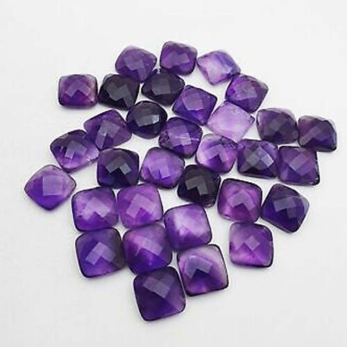 10 pièces pierres précieuses carrées en amithyste violette découpées 8 x 8 mm faites à la main - Photo 1/2