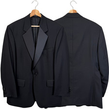 Wool Satin Notch Lapel Tuxedo Jacket Blazer Men's 41R Black Formal Gala Classic