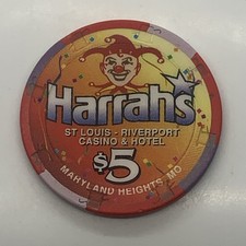Harrah’s Casino St Louis Riverport $5 Chip Maryland Heights MO Missouri H&C 1997