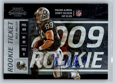 2009 Playoff Contenders #191 Nick Miller Auto Rookie Ticket Oakland Raiders