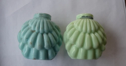 Vintage Colored Milkglass Salt and Pepper Shakers Blue &  Green Uranium