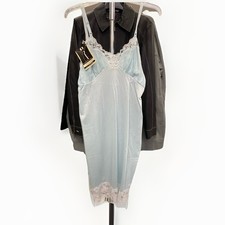NWT VTG Aristocraft Superior Sz 36 Slip Dress Sky Blue Lace Trim USA Romantic