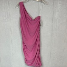 Nwt Beyond Yoga Spacedye Vibrant Pink One-Shoulder Stretchy Ruched Mini  Dress L