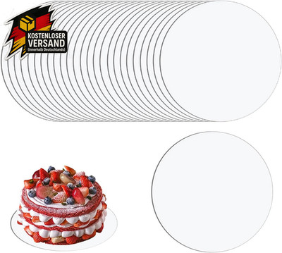 25 Stück Tortenplatte Pappe Weiß, 15 Cm Cake Board Rund, Stabil Cakeboard, Weiße