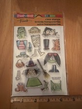 Stampendous Fran's Clear Halloween Cling Rubber Stamps SSC1245 Cat Dracula Boo