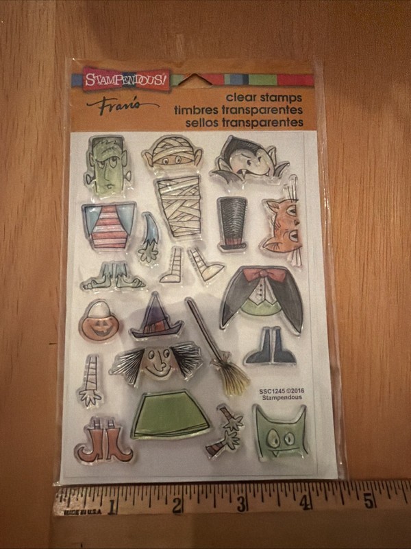 Stampendous! Fran's Clear Halloween Cling Rubber Stamps SSC1245 Cat Dracula Boo