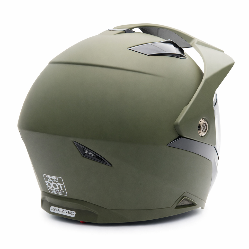 Dual Sport Off Road Motorcycle Dirt Bike ATV Helmet Flip Up Visor | Medium  | Green | ABS | DOT Approved | Matte Finish | Lightweight | Unisex Adults