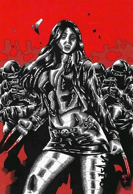 xmen fan art Wolverine's daughter inks A4 card cool red and black gothic 