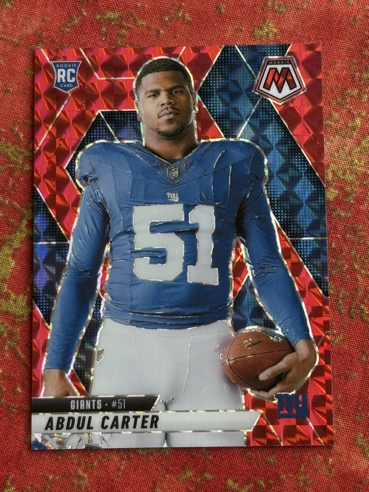 2025 Panini Mosaic Abdul Carter Rookie Variation Red Prizm 282 RC New York Giant