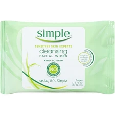 Simple Cleansing Facial Wipes, 7 Piece, 10 Per Box, 2 Per Case