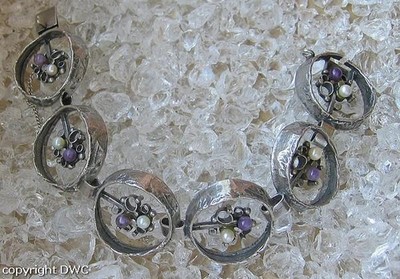 Armband mit Amethyst Perle Pearl Marke Perli aus 800 Silber fein!