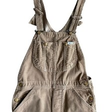 1970s Lee Tan Corduroy Overalls with Gold Metal Buttons and Clips Made in USA