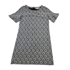 LOFT Women's Floral Print Short Sleeve Dress - Black and White - Size S