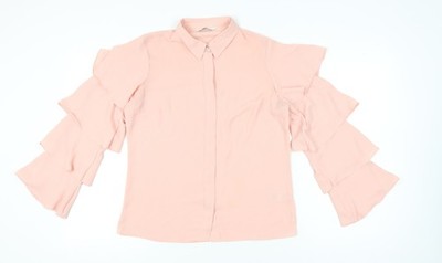 V by Very Damenbluse rosa Größe 10 Rüschenärmel