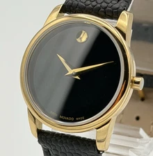 MOVADO Museum Classic Black Dial 26MM Black Leather Ladies Watch 0607016