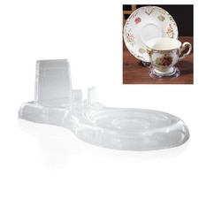 Clear Teacups And Saucer Display Easel Stand Holderset Of 6