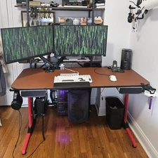 PICK UP FOR CASH ONLY | 55in Computer Gaming Desk with LED, Organizer Drawers