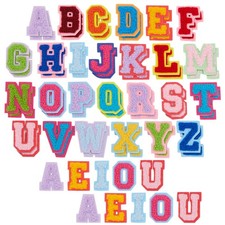 Iron On Letters Chenille Alphabet Patches - 62-Piece, 1.3 x 1.4 in, Felt - Le...