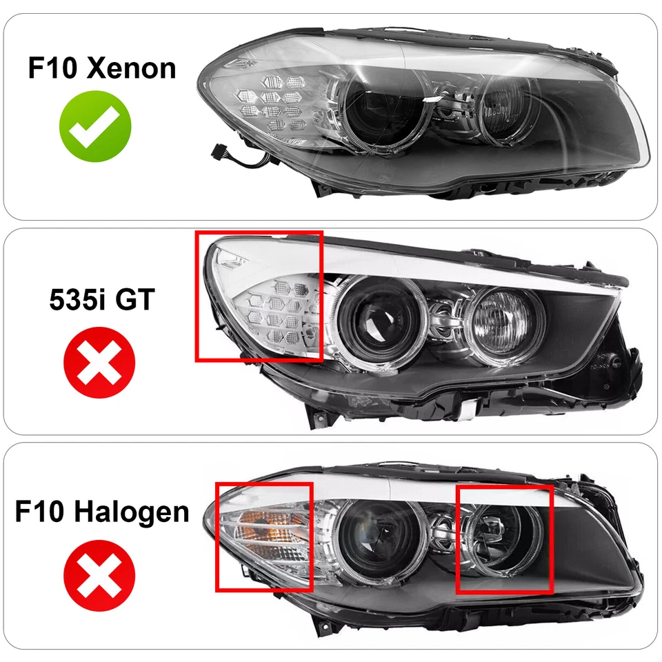 【With AFS】 For 2009-2013 BMW 528i 530i 535i 550i xDrive Headlight Passenger Side Foto 2 de 4