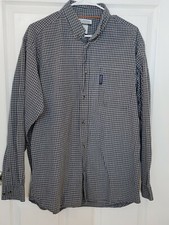 Columbia Men Size Large L Button Front Plaid Check Shirt Black/Gray