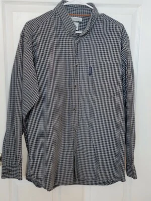 Columbia Men Size Large L Button Front Plaid Check Shirt Black/Gray - Image 1 of 4