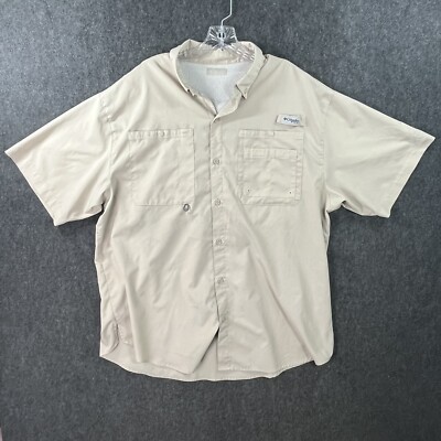 Chemise Columbia PFG Homme - Manches Courtes - Beige - Taille XL - Dos Ventilé