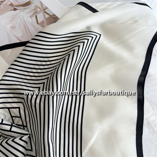 Sallys Boutique 100% Silk Bandanna Stripes Print Bag Necktie Collar Scarf 65cm - Picture 7 of 11