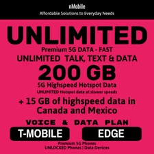 TMO Phone and Data Plan w/ UNLIMITED Premium Data+ 200GB Hotspot - 10 DAY TRIAL