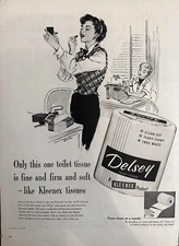 1953 Delsey Toilet Paper Print Ad (Approx. 10.5x14) - Retro Kleenex Product