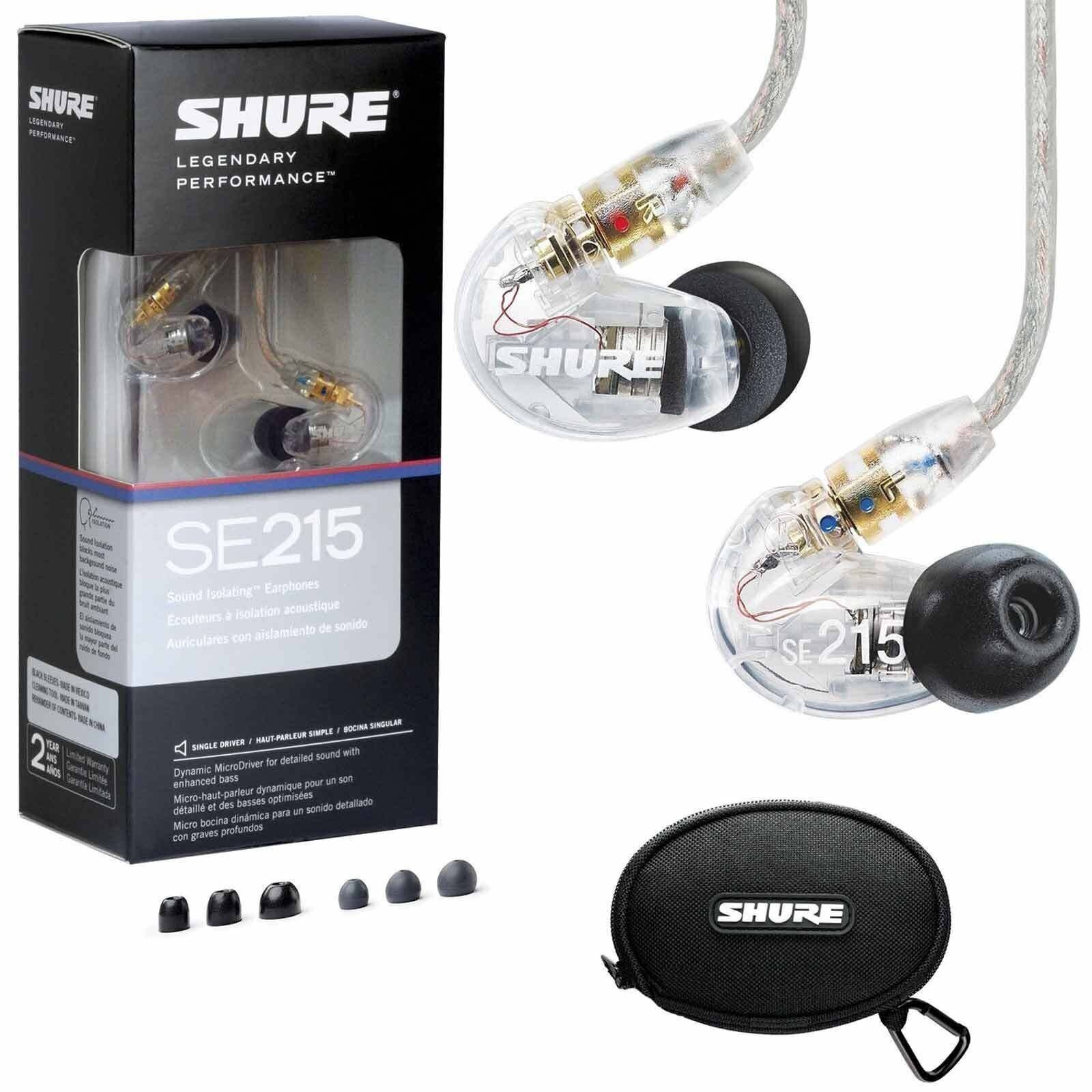 Shure SE215-CL Sound-Isolating In-Ear Stereo Earphones (Clear)