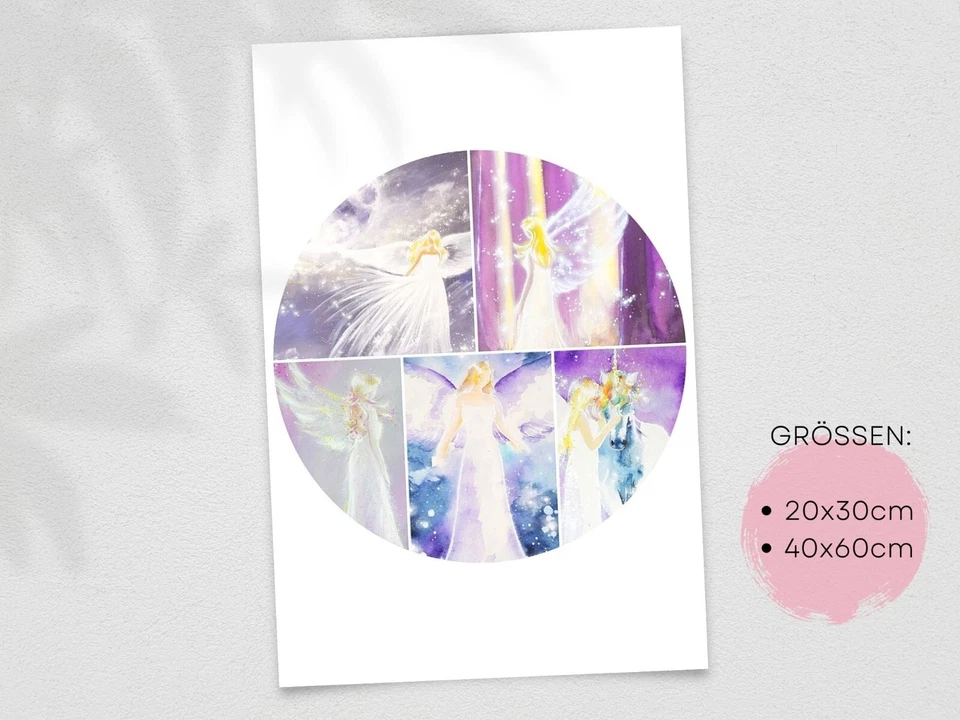Engel Collage- Engelbilder Motive Oval - Gesamt 20x30cm Rechteckig. Engelposter - Bild 2 von 3