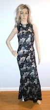 Windsor Bodycon Black Lace Mermaid Long Evening Gown Formal Dress Size S