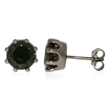 XEN Ohrstecker mit Chromediopsid HT-Quarz ca. 3,78 ct. Black Rhodium