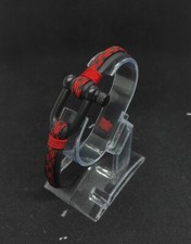 Bracciale in Paracord e Cuoio Nero Rosso - Fatto a Mano con Grillo black