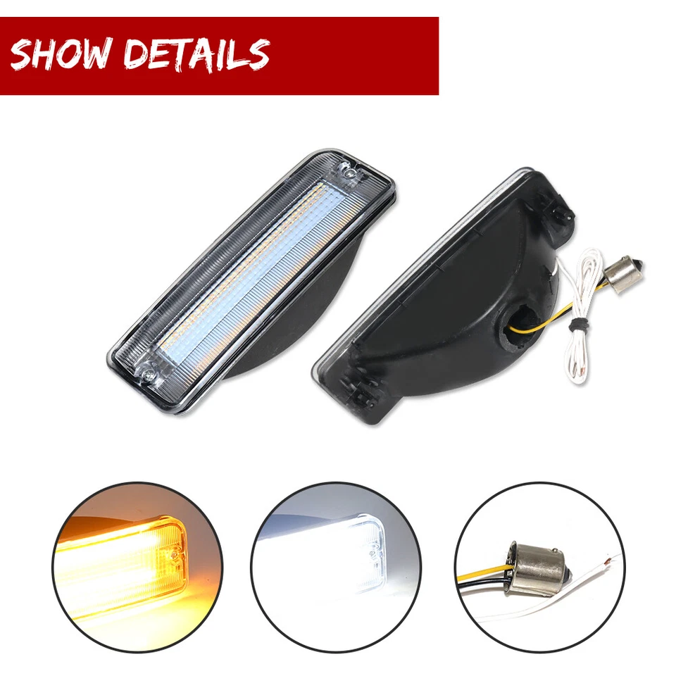 Luzes de sinalização de canto dianteiras LED DRL com interruptor sequencial para 1993-98 Toyota T100 - Imagem 4 de 4