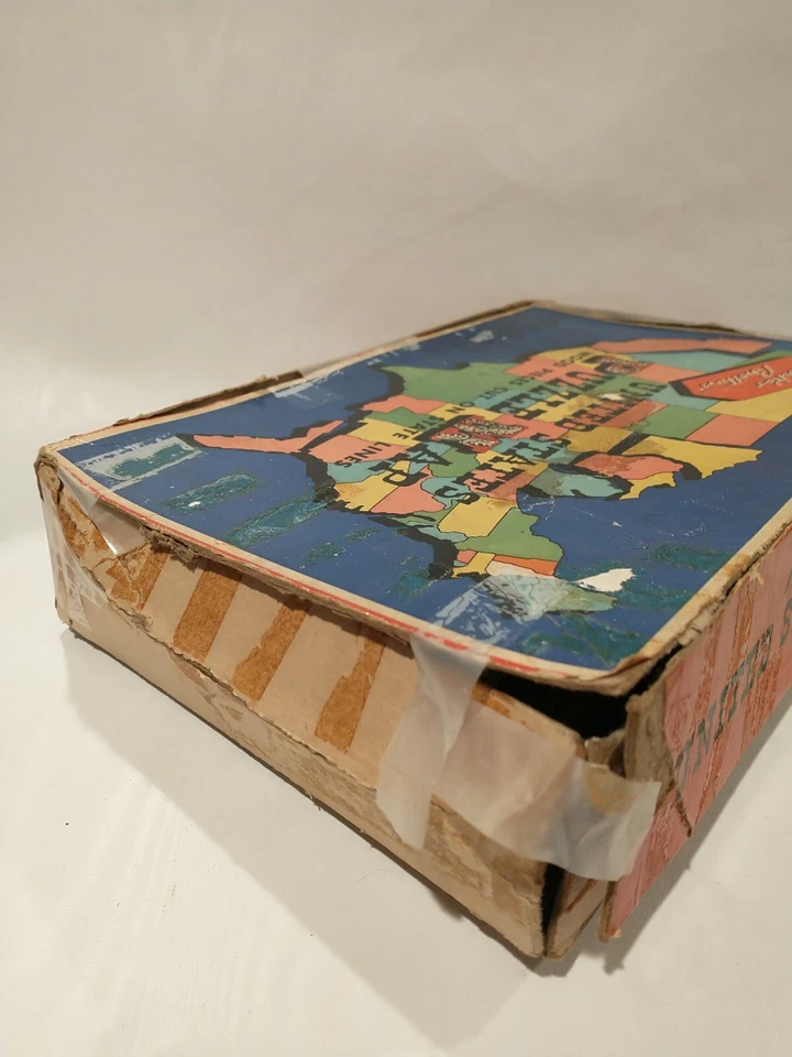 Antiguo mapa rompecabezas de madera de los hermanos Parker 1915 de Estados Unidos completo en caja Foto 4 de 4