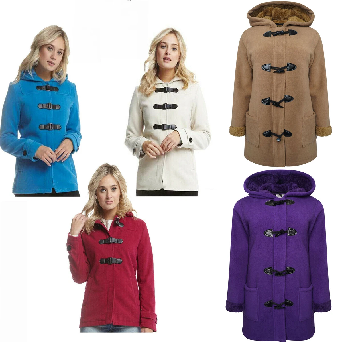 Womens duffle coat with fur hood sale