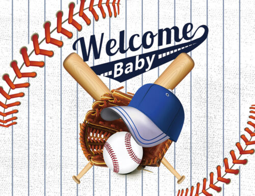 Affiche vintage style affiche de bienvenue bébé baseball 7 x 5 pieds vinyle toile de fond photo fond - Photo 1/11