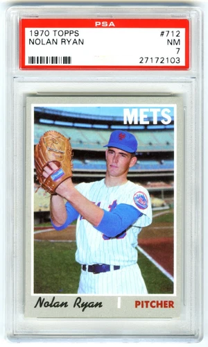 NOLAN RYAN~NEW YORK METS~1970 TOPPS PSA-7 NR-MT WELL-CENTERED 3RD YEAR CARD #712