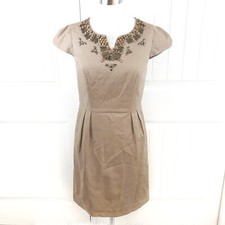 Camille La Vie Womens Light Brown Embellished Cotton Blend Career Dress Size 6