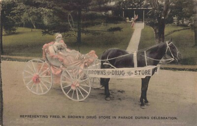 Brown's Drug Store Parade Float Plymouth New Hampshire NH 1913 Postcard