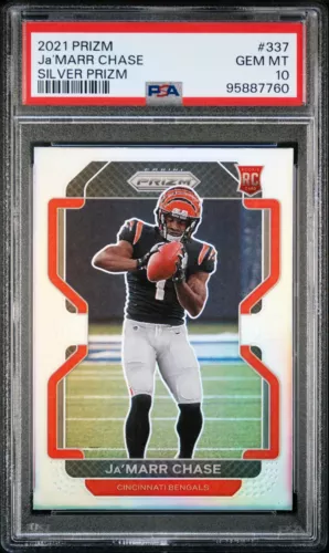 Ja'Marr Chase 2021 Panini Prizm #337 Silver Prizm Rookie PSA 10 Bengals