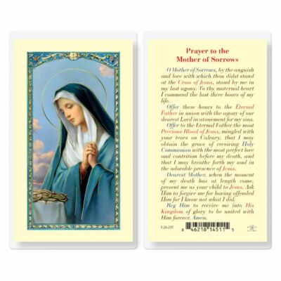 Our Lady of Sorrows - Prayer to the Mother of Sorrows - Laminated  Holy Card