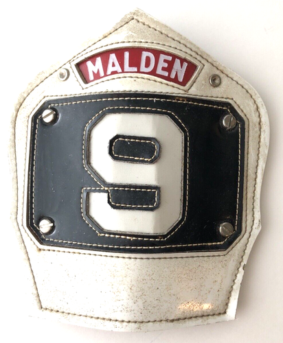 Firefighter Fireman Hat Helmet Badge Leather-Malden #9 -CAIRNS & BROS