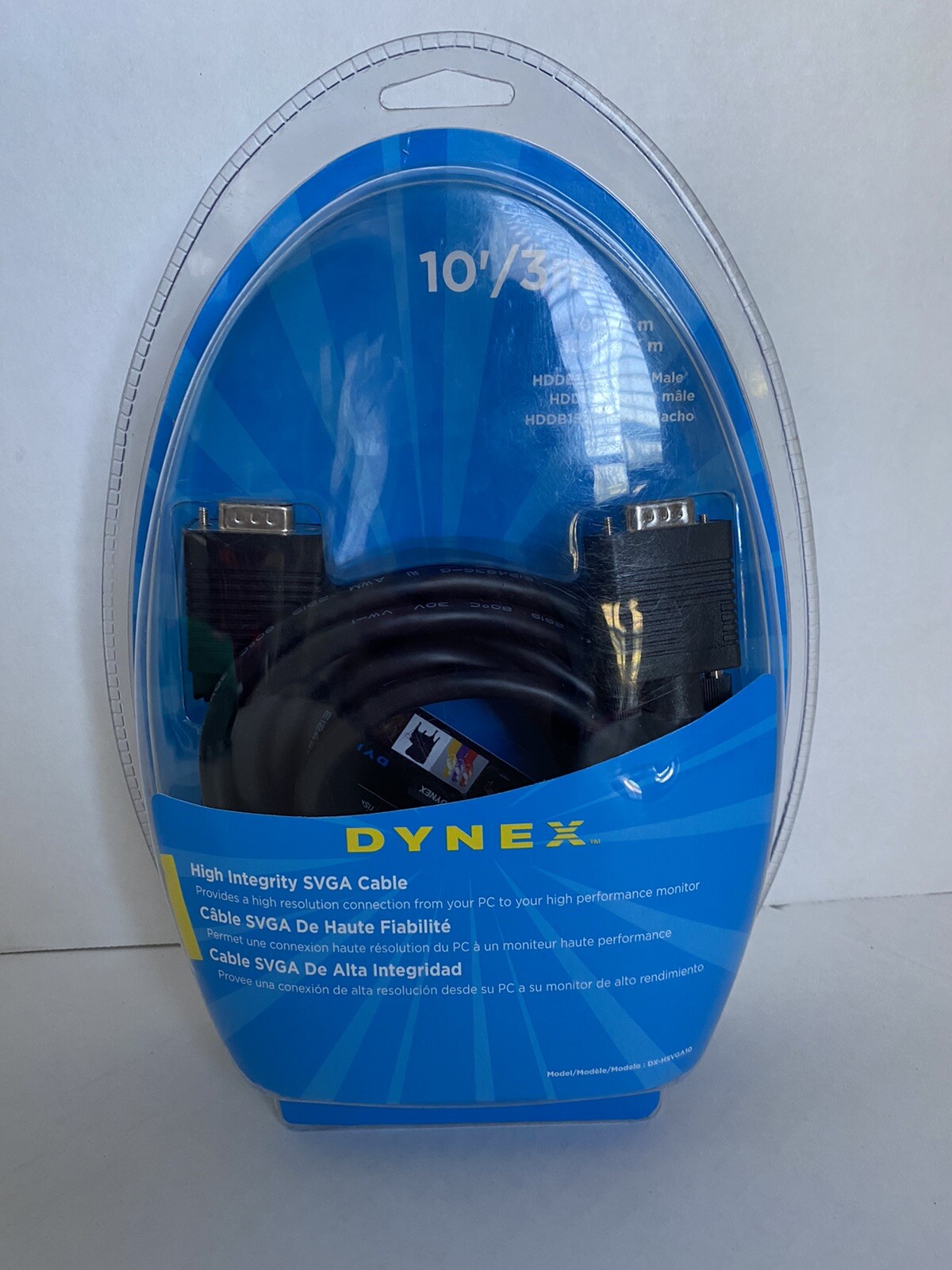 10ft Dynex SVGA Male-to-Male Monitor Cable DX-HSVGA10 for PC