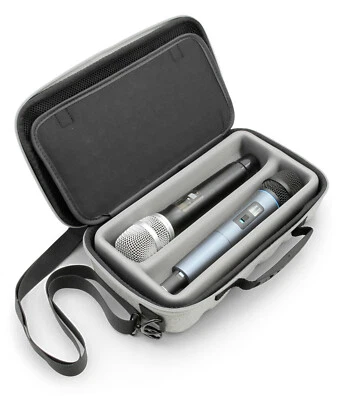 CASEMATIX CM Dual Microphone Case fits 2 Wireless Mic System by Sennheiser or Shure, Gray